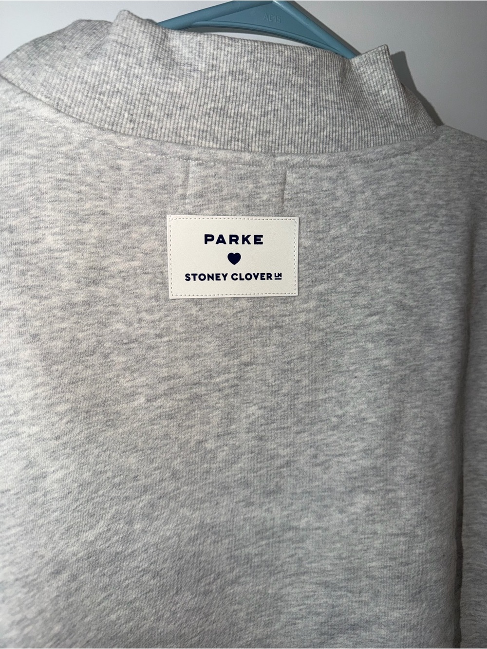 Authentic Parke x Stoney Clover Lane Sweatshirt Postage Patch Grey Mock Neck S L - Picture 11 of 11